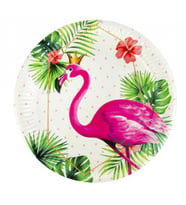 Tabak flamingo taçlı karton 23 cm pk:8-