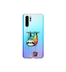 Huawei P30 Pro ile Uyumlu Splash Tembel Hayvan Tasarımlı Şeffaf Silikon Kılıf