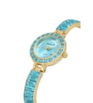 Polo Air Lüx Taşlı Kelepçe Kadın Kol Saati Gold Mavi Renk PL-1582B5x (Mavi-Altın)