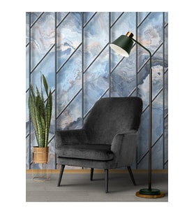 Dreamwall Geometrik Metal Ve Mermer Desen Silinebilir Tekstil Duvar Kağıdı (Mavi)