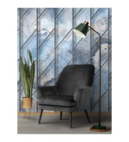 Dreamwall Geometrik Metal Ve Mermer Desen Silinebilir Tekstil Duvar Kağıdı (Mavi)