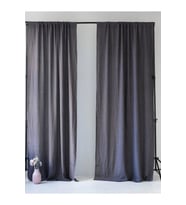 Koyu Gri Keten Gece perdesi 2'li Set 130x200 cm