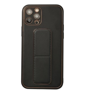 Newface Apple iPhone 12 Pro Kılıf Coco Deri Standlı Kapak - Siyah