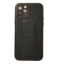 Newface Apple iPhone 12 Pro Kılıf Coco Deri Standlı Kapak - Siyah