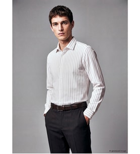 LCW BUSINESS Bej Slim Fit Çizgili Erkek Gömlek