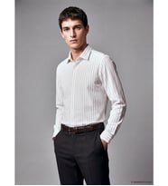 LCW BUSINESS Bej Slim Fit Çizgili Erkek Gömlek