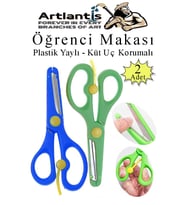 Mavi Yeşil Öğrenci Makası 2 Adet Plastik Yaylı Küt Uç Korumalı Okul Makası Çocuk Makası Okul Öncesi Kreş Ana Sınıfı (Mavi-Yeşil)