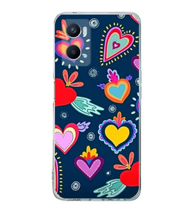 PrintiFy Oppo A96  ile Uyumlu 1mm Slim Fit Retro Renkler 3 Baskılı Şeffaf  Kılıf