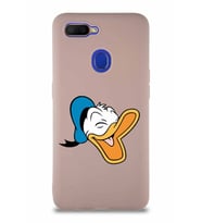 Oppo A12 Soft Premier Kapak Donald Duck-E Tasarımlı Silikon Kılıf - Pudra (Şeffaf)