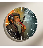 Yaşlı Adam Tasarımlı Duvar Saati (Krem)