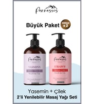 Parnassos Doğal Çilek Ve Yasemin Aromalı Yenilebilir Aromaterapi Masaj Yağı Seti 300 ML
