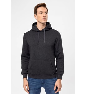 Süvari Kapüşonlu Yaka Regular Kalıp Düz Antrasit Sweatshirt