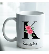 Kişiye Özel İsim ve Fotoğraf Baskılı K Harfli Kupa Bardak No:018