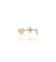 Gümüş rose zirkon taşlı kalp küpe SGTL11846ROSE