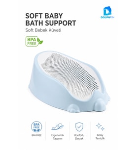Soft Bebek Banyo Desteği Mavi Kaymaz Fileli BPA Free Bebek Küvet Aparatı