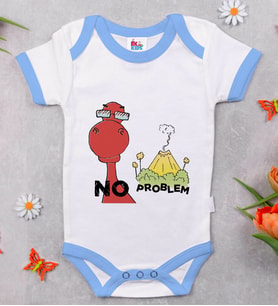 BK Kids No Problem Tasarımlı Mavi Bebek Body Zıbın-1