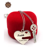 Kalp ve Anahtar Model Gümüş Sevgili Kolyesi 201025195