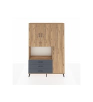 Arges Dolap 7 Raflı 3 Çekmeceli 3 Kapaklı 132x30x195 Çam-Çam/Antrasit