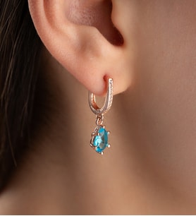 925 Ayar Gümüş Rodyum Kaplama Aquamarine Damla Taşlı Küpe