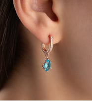 925 Ayar Gümüş Rodyum Kaplama Aquamarine Damla Taşlı Küpe