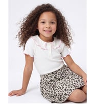 LCW Kids Beyaz Slim Fit Kız Bebek Polo Yaka Fitilli Tişört