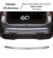 Citroen C5 Aircross Krom Arka Tampon Üstü Koruma 2018> Paslanmaz Çelik