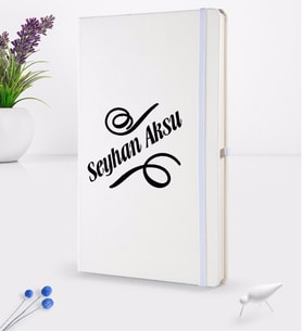 BK Gift Kişiye Özel İsimli Beyaz Termo Deri Defter 16x24cm Model 5