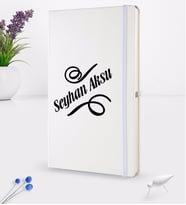 BK Gift Kişiye Özel İsimli Beyaz Termo Deri Defter 16x24cm Model 5