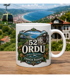 Ordu Temalı Hediyelik Kupa Bardak - 52 Plaka Yeşilin ve Mavinin Şehri Fındığın Başkenti Baskılı Özel Tasarım Kupa