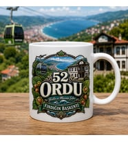 Ordu Temalı Hediyelik Kupa Bardak - 52 Plaka Yeşilin ve Mavinin Şehri Fındığın Başkenti Baskılı Özel Tasarım Kupa