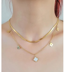 Çiftli İtalyan Zincirli Yonca Kolye