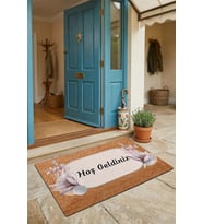 Valerine Life Kapı Önü Paspası 45x70cm Kaymaz Taban Dekoratif iç Dış Mekan Lotus Çiçeği Pudra Rengi