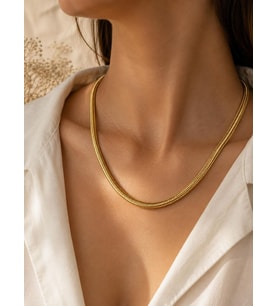 CM Jewelry Gold Çelik Kalın Yılan Zincir Kolye