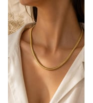 CM Jewelry Gold Çelik Kalın Yılan Zincir Kolye