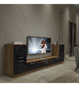 Decoraktiv Trendstyle On2 Mdf Tv Ünitesi Tv Sehpası - Pera Siyah Mermer (Pera-Siyah Mermer)