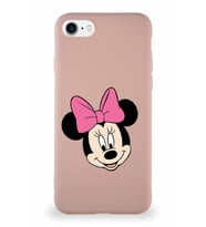 Apple iPhone 7 Soft Premier Kapak Minnie Mouse-C Tasarımlı Silikon Kılıf - Pudra (Şeffaf)