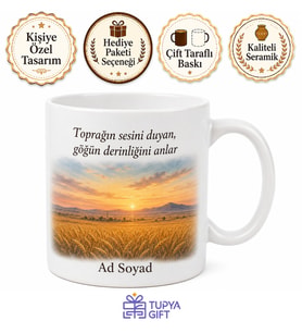 Konya Ova Manzarası Baskılı Kupa Bardak Hediye Porselen Mug