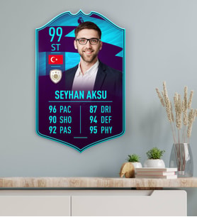 BK Gift Kişiye Özel Ahşap Tablo Futbolcu Kartı-6