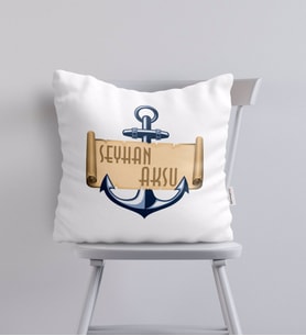 BK Gift Kişiye Özel İsimli Çapa Tasarımlı Yastık-3