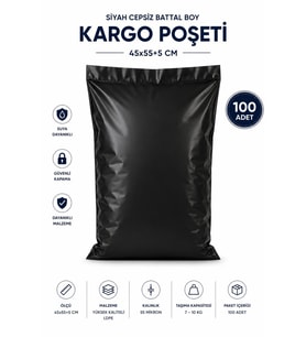 Northcity Siyah Cepsiz Battal Boy Kargo Poşeti 45x55+5 Cm 100 Adet