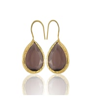 Kadir Jewellery 22 Ayar Altın Kaplama Damla Taşlı Küpe -El İşçiliği Ve Hipoalerjenik Küpe