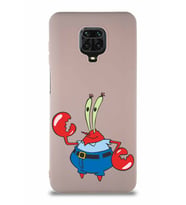 Xiaomi Redmi Note 9S Soft Premier Kapak Bay Yengeç Tasarımlı Silikon Kılıf - Pudra (Şeffaf)
