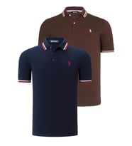 İKİLİ SET T8594 DEWBERRY ERKEK T-SHIRT-LACİVERT- KAHVE