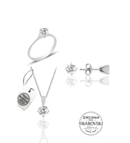 Söğütlü Silver Gümüş Swarovski tek taş modeli üçlü set