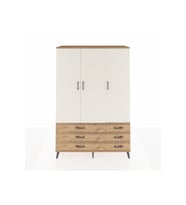 Hyperion Dolap 5 Raflı 6 Çekmeceli Tek Askılı 132x44x195 Çam-Aytaşı/Çam