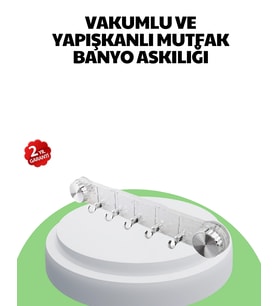 Mey İthalat® Mutfak Banyo Askılığı Vakumlu Yapışkanlı 5 Askı Bölmeli
