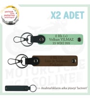 Motosiklet Severlere, İsim Plaka ve 0 Rh + Kan Grubu Yazılı, Motorcu x2 Anahtarlık, Kahve-Yeşil-Laci (Çok Renkli)