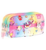 Kaukko Kids Sarı Pembe, Rengarenk, Kız Çocuk Üç Gözlü Okul Kalem Çantası - L8244 (Çok Renkli)
