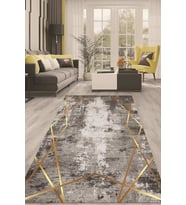 Dijital Kaymaz Taban Yıkanabilir Modern Renkli Salon Halısı Mutfak Halısı Yolluk ND-HT-694 (Gri)