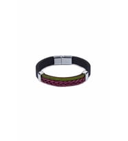Şık Sırım Saç El Örgüsü Düz Gerçek / Hakiki Deri Bileklik - Yeşil & Bordo - Unisex